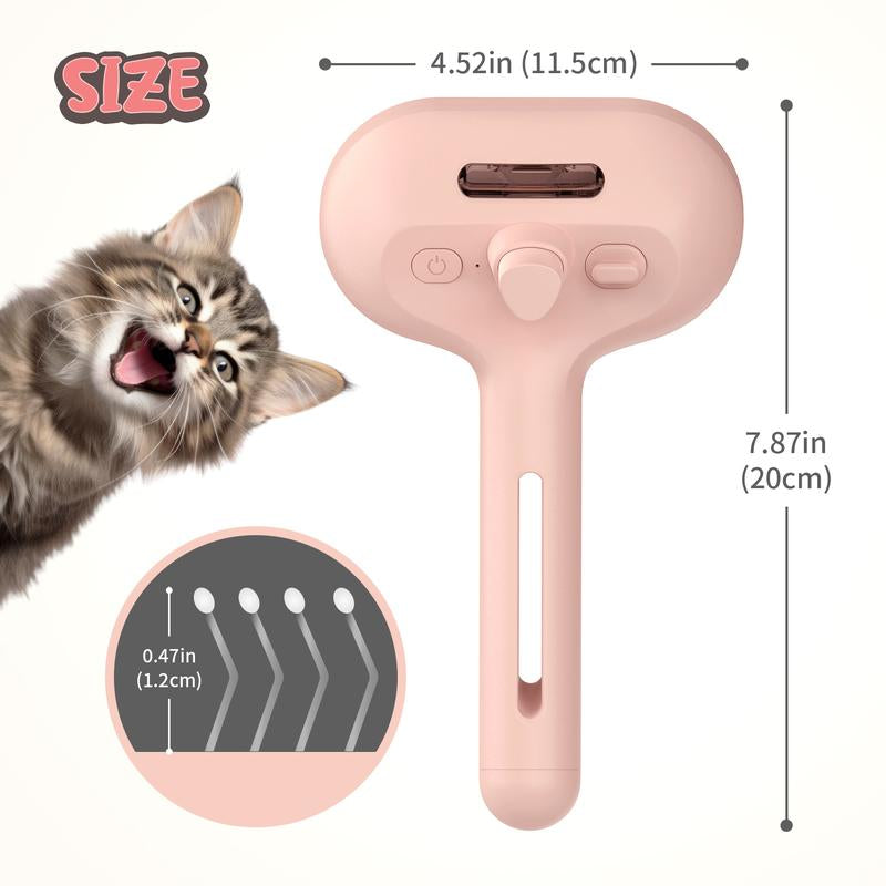 3 in 1 Pet Steam Brush with Slicker Brush, Dog Spray Hair Removal Comb for Shedding & Grooming, Water Brush for Cats Dogs Small Animals Long Short Haired with One-Click Release Button