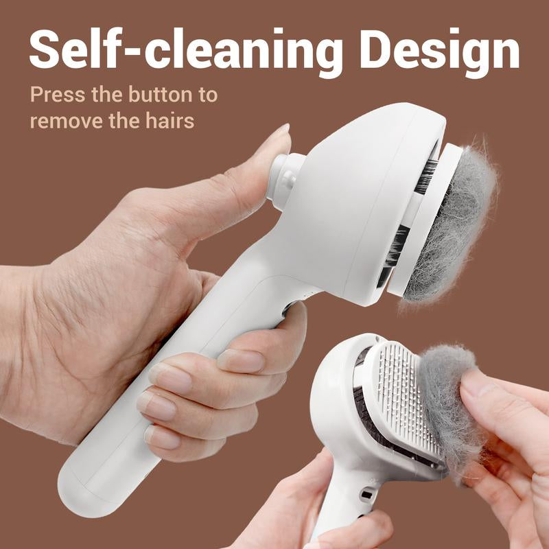 3 in 1 Pet Steam Brush with Slicker Brush, Dog Spray Hair Removal Comb for Shedding & Grooming, Water Brush for Cats Dogs Small Animals Long Short Haired with One-Click Release Button
