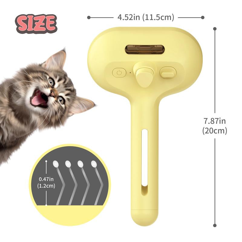 3 in 1 Pet Steam Brush with Slicker Brush, Dog Spray Hair Removal Comb for Shedding & Grooming, Water Brush for Cats Dogs Small Animals Long Short Haired with One-Click Release Button