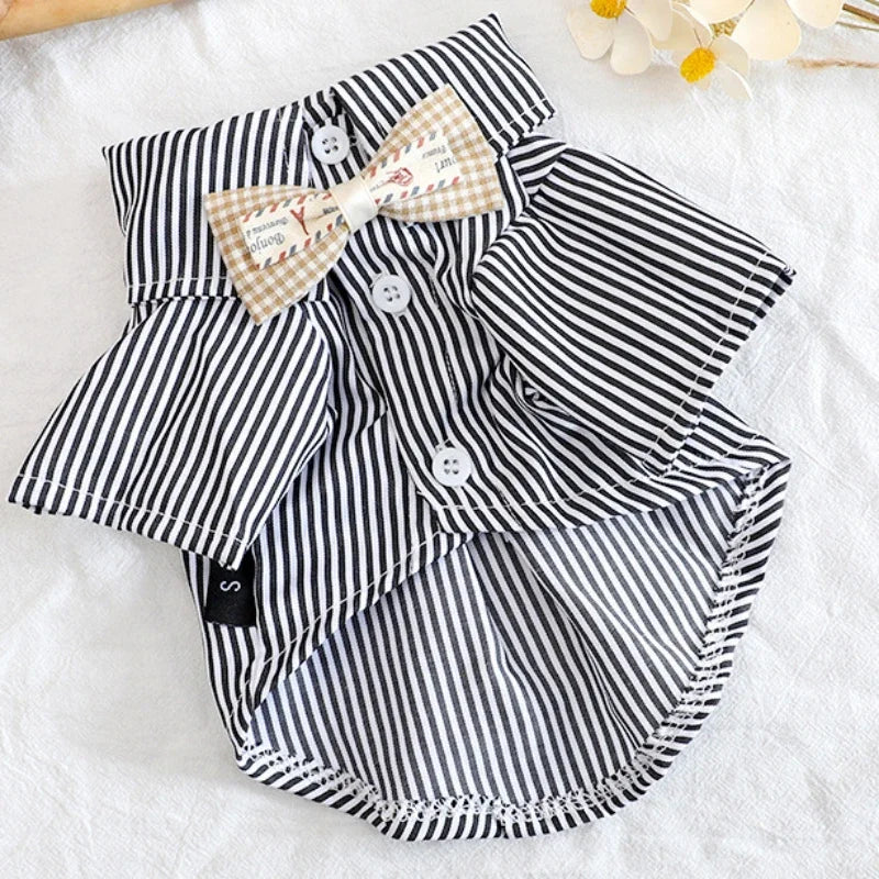 Bowknot Striped Pet Shirt