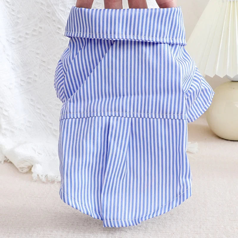 Bowknot Striped Pet Shirt