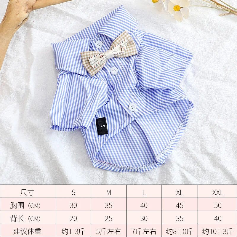 Bowknot Striped Pet Shirt