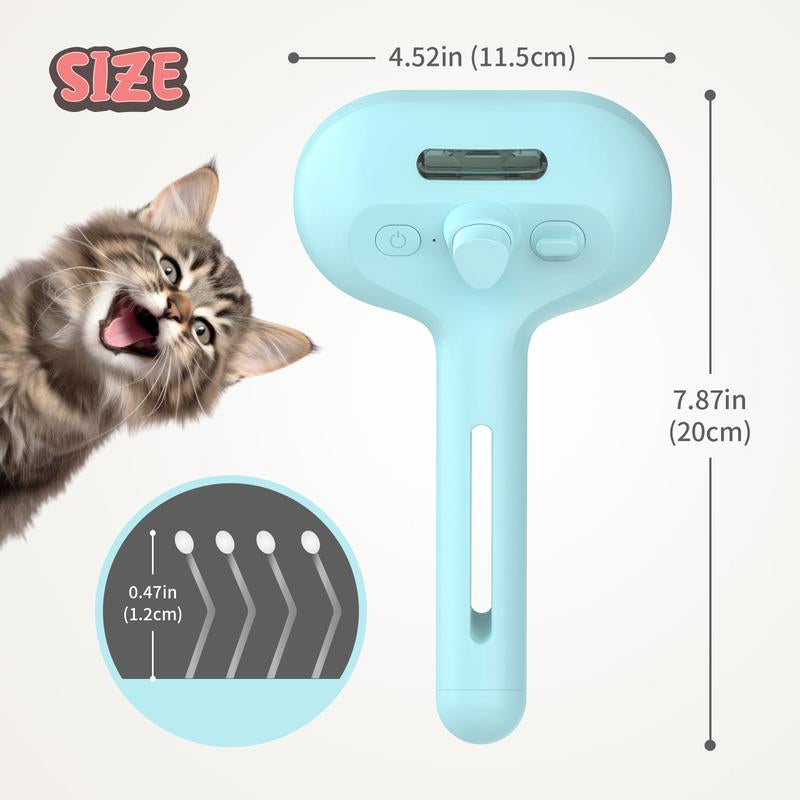 3 in 1 Pet Steam Brush with Slicker Brush, Dog Spray Hair Removal Comb for Shedding & Grooming, Water Brush for Cats Dogs Small Animals Long Short Haired with One-Click Release Button