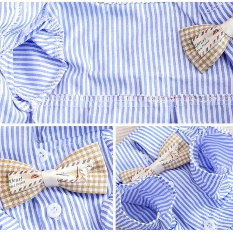 Bowknot Striped Pet Shirt