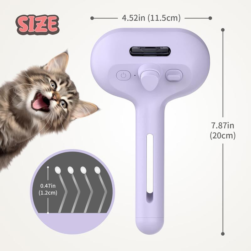 3 in 1 Pet Steam Brush with Slicker Brush, Dog Spray Hair Removal Comb for Shedding & Grooming, Water Brush for Cats Dogs Small Animals Long Short Haired with One-Click Release Button