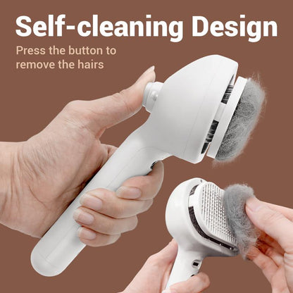 3 in 1 Pet Steam Brush with Slicker Brush, Dog Spray Hair Removal Comb for Shedding & Grooming, Water Brush for Cats Dogs Small Animals Long Short Haired with One-Click Release Button