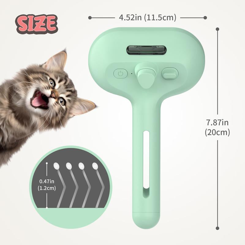 3 in 1 Pet Steam Brush with Slicker Brush, Dog Spray Hair Removal Comb for Shedding & Grooming, Water Brush for Cats Dogs Small Animals Long Short Haired with One-Click Release Button