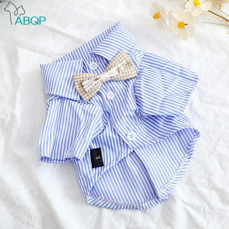 Bowknot Striped Pet Shirt