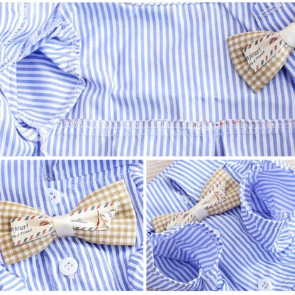 Bowknot Striped Pet Shirt